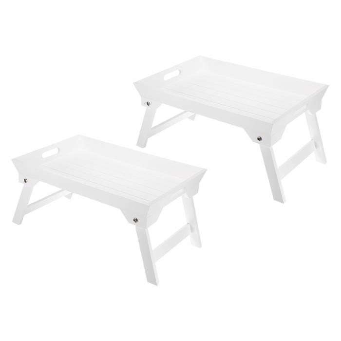 PATIKIL 48 x 32x24糎 朝ごはんお盆速見表 臥榻お盆 置き目速見表 2個入り口・入口 折り畳み 持っていくし分かりやすい 木製 ラップトップスナックデスク 召しあがる用 白いこと チェア・テーブル・レジャーシート-テーブル-アウトドア