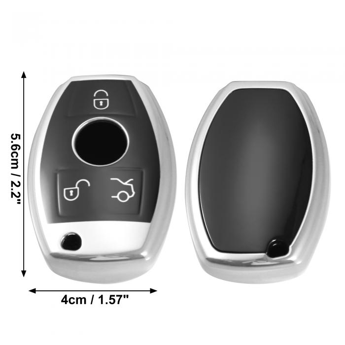 uxcell 車のキーフォブカバー 3ボタン リモートキーフォブケース シルバートーン Mer cedes B enzに対応 C E S M CLS  CLK Gに対応 メーカー直送