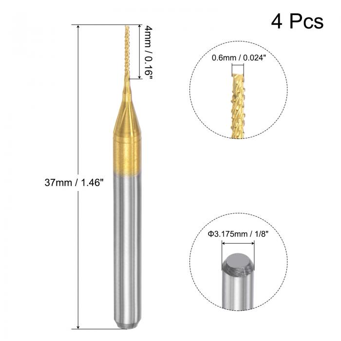 uxcellエンドミルCNCルータービットチタン被覆タングステン超硬彫刻フライス盤PCBプラスチック用0.6mmx5.5mm