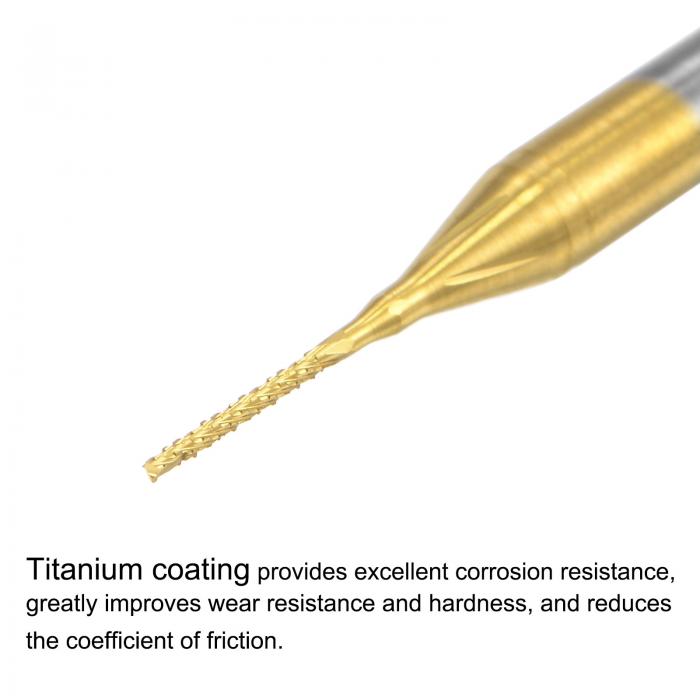 uxcellエンドミルCNCルータービットチタン被覆タングステン超硬彫刻フライス盤PCBプラスチック用0.6mmx5.5mm