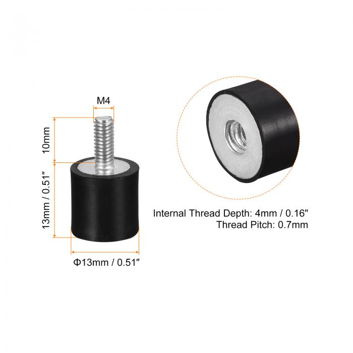 最高級のスーパー uxcell ラバーマウント 防振ゴム 防振装置 M4 オス メス D13 mmxH13 mm 1個入り  somaticaeducar.com.br