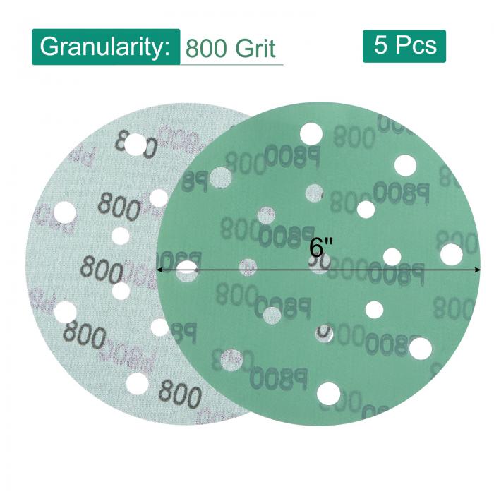 安心の定価販売】 uxcell グリーンフィルムサンドペーパー 800グリット フックアンドループ 裏打ちされたランダムオービタルサンディングディスク  17穴 酸化アルミニウム研磨剤 サイズ152 mm 5個 grambooks.com