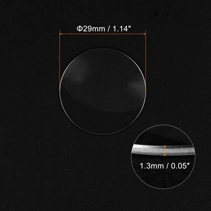 2021公式店舗 uxcell 時計ガラスサファイアクリスタルレンズ 単一ドーム ラウンド 29mm直径 1.3 mmエッジ厚さ 交換部品 クリア  dotacionesmn.com.co