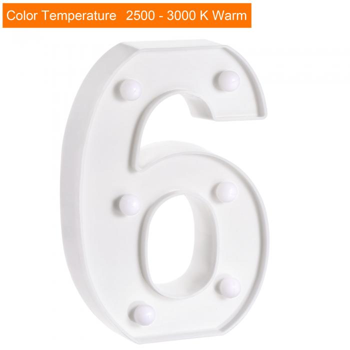 優れた品質 Uxcell Ledレターライト ナンバーライト バッテリー駆動 ナイトライト 結婚式 誕生日パーティー用 ホワイト ナンバー6 Hotelsojovalo Com