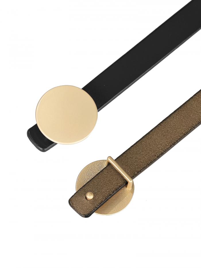 ついに再販開始 Allegra K 細ベルト 細め ウエストベルト フェイクレザー ラウンドメタルバックル ジーンズワンピース用 ブラック 105 Cm Qdtek Vn