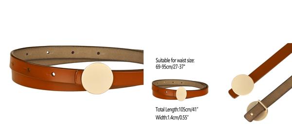 Allegra K 105 Cm ウエストベルト ジーンズワンピース用 フェイクレザー ブラウン ラウンドメタルバックル 細め 細ベルト お買い得 細ベルト Allegra K 105 Cm ウエストベルト ジーンズワンピース用 フェイクレザー ブラウン ラウンドメタルバックル 細め 細ベルト お買い得 細ベルト
