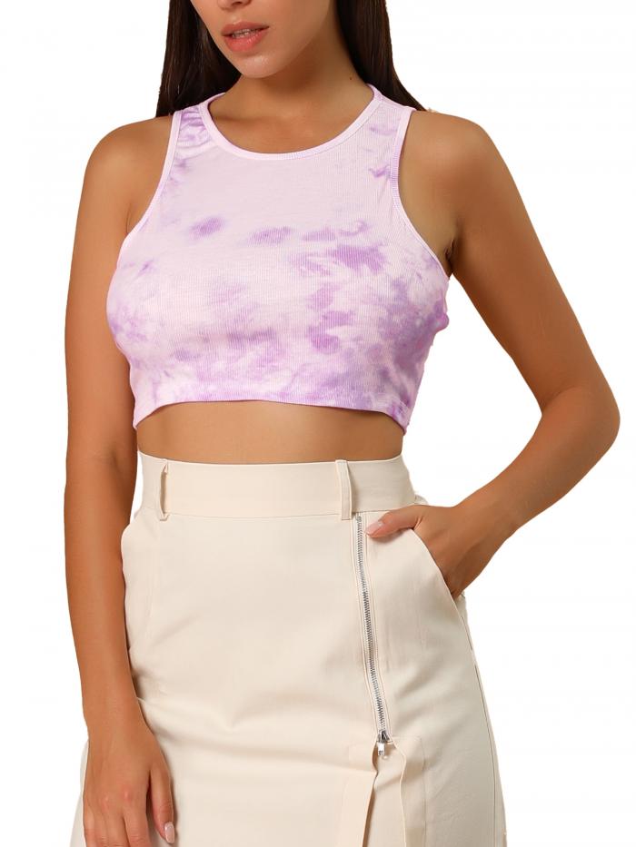 最大55 Offクーポン Allegra K タイダイ タンクトップ 絞り染め トップス ベスト スリム 丸首 ノースリーブ レディース パープル S