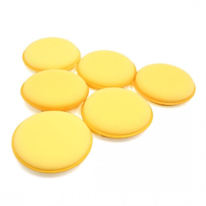 お買得 Uxcell カーワックススポンジ カーワックスバフポリッシングスポンジ ラウンド 9cmの直径 イエロー 6個セット