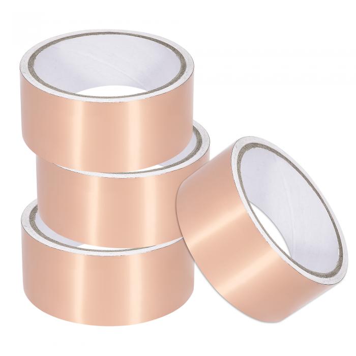 uxcell 伝送テープ コッパーフォイルテープ シングル側 40mm x 5m EMIシールド用 4個入