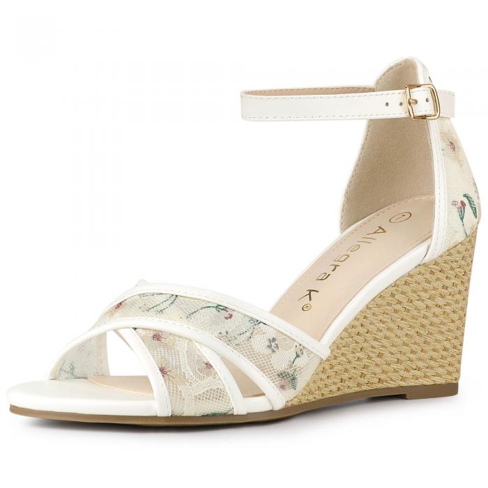 最大56 Offクーポン Allegra K 花柄 レースメッシュウェッジサンダル レディース グリーン 24 0 Cm