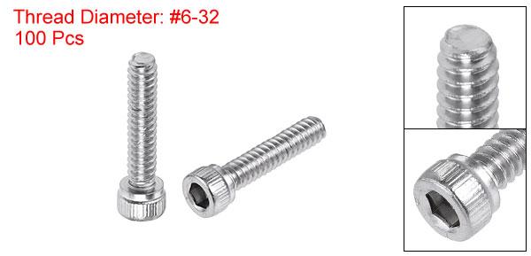 uxcell六角ソケットヘッドボルトキャップネジ#6-32x16mm304ステンレス鋼ポリッシュ100個入り