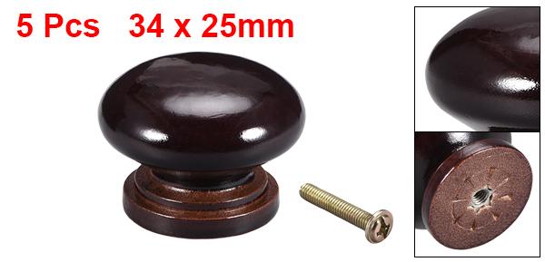 uxcellプルノブ木材製ダークブラウンカットランドラルノブノーススパンダールファームアークリーかまどかまど用34mm径5個入り