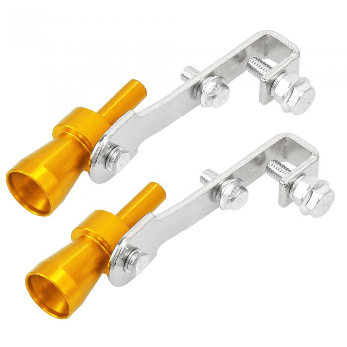 X AUTOHAUX ターボホイッスルマフラー レンチ ネジ アルミニウム合金製 イエロー 排気マフラーパイプホイッスル Sサイズターボホイッスル 2個入り画像