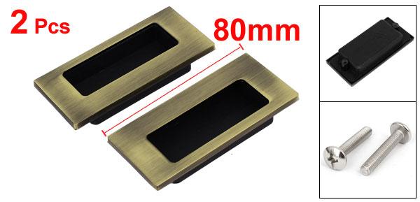 uxcellプルハンドルブロンズトーン金属64mm穴距離プルノブキャビネット滑り止め2個入り