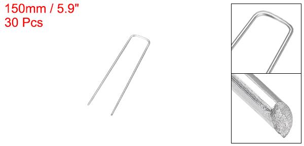 uxcellガーデンステークガーデンステープルUピン亜鉛メッキ150x30mm3mmロッド直径スクエア30個