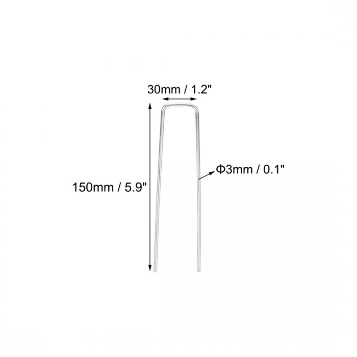 uxcellガーデンステークガーデンステープルUピン亜鉛メッキ150x30mm3mmロッド直径スクエア30個