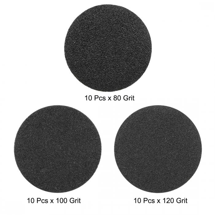 uxcell研磨サンドペーパーフックとループ研磨ディスクサンダーツール80/100/120グリット炭化ケイ素5cm直径湿式/乾式研磨30個入り