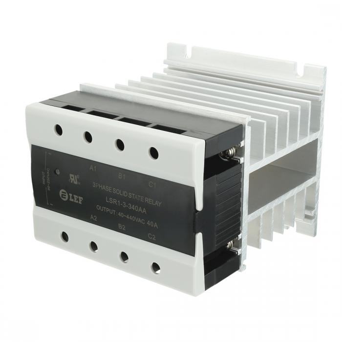 uxcell SSR 三相ソリッドステート中継ぎ ヒートシンク AC/AC 40A 90-250VAC 40-440VAC