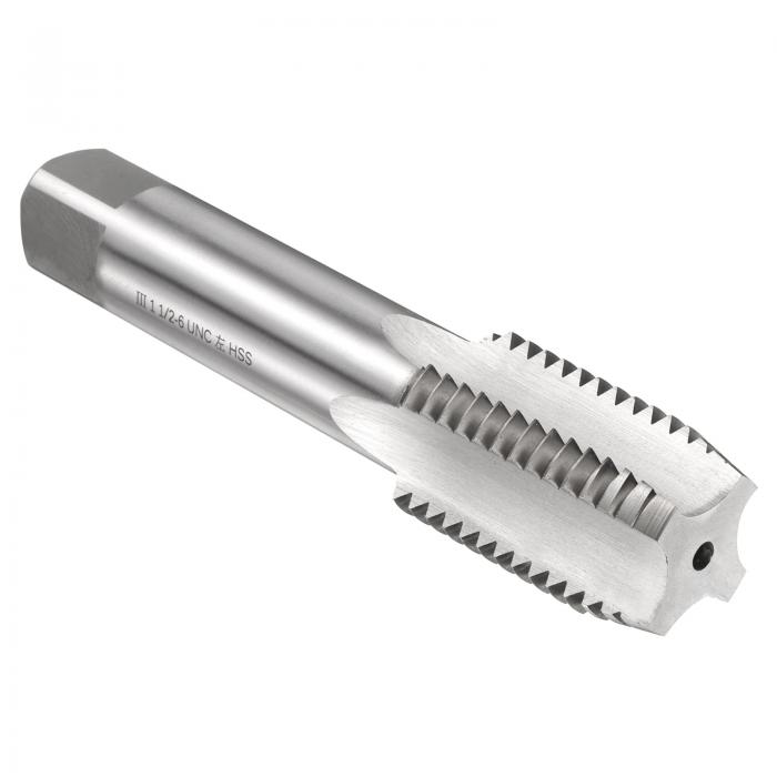 uxcell ハンドボトムタップ1-1/2\"-6 UNC 2B 左ハンドスレッドボトミングスタイルねじ切りタップハイスピードスチールHSS6542ストレートフルートスクリュータッピングツール