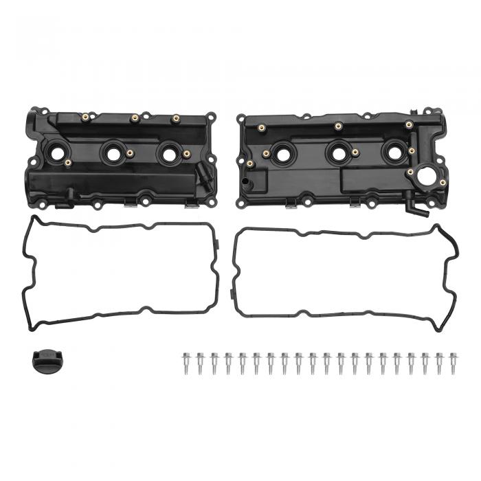 Partuto Nissanに対応パスファインダー2002-2004用エンジンバルブカバーNo.132645W510/132645W500 左右バルブロッカーカバー プラスチック製 ブラック ガスケットボルト付き|uxcell japan