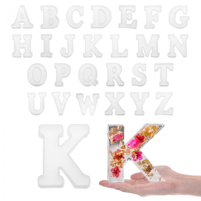 uxcell 26個のかしら文字レジン造り上げる6\" A-Z かしら文字英語字母ケイ素樹脂型 ワードサインアート DIY手工芸品 寄りあいかざり付ける用"