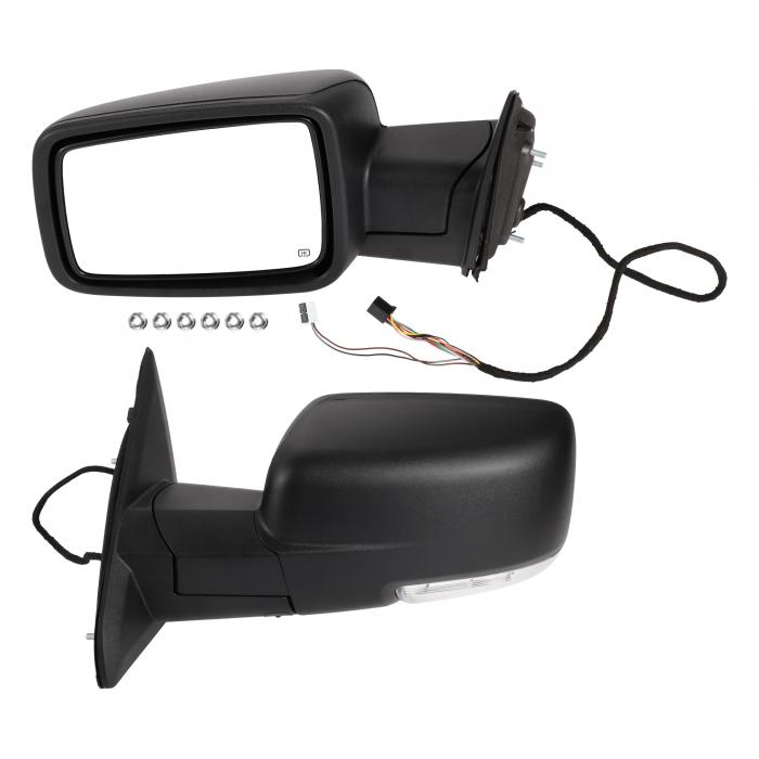 Motoforti トウミラー トレーラートーイングサイドミラー ダッジに対応 ラムに対応 1500 2009-2018用 ABSプラスチック 温度センサー付き No.68147863AS テ クスチャードブラック 1ペア|uxcell japan