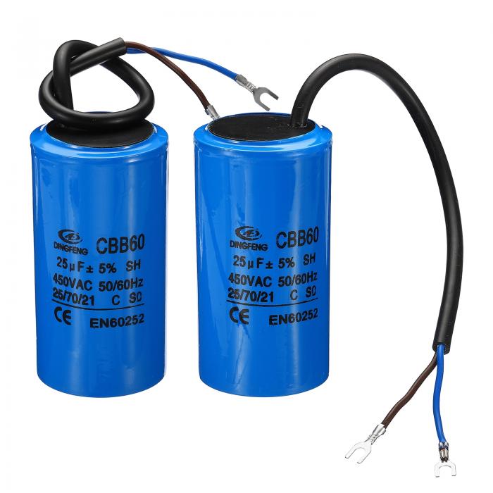 PATIKIL CBB60 35uf Funzione Condensatore,2pz AC 450V 2 Fili 50/60Hz Cilindro 95x44mm per Acqua Pompe, Lavaggio Macchine Motore Avvio