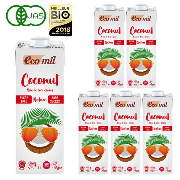 EcoMil エコミル 有機ココナッツミルク 1000ml×6本 ストレート 買い誠実 無糖