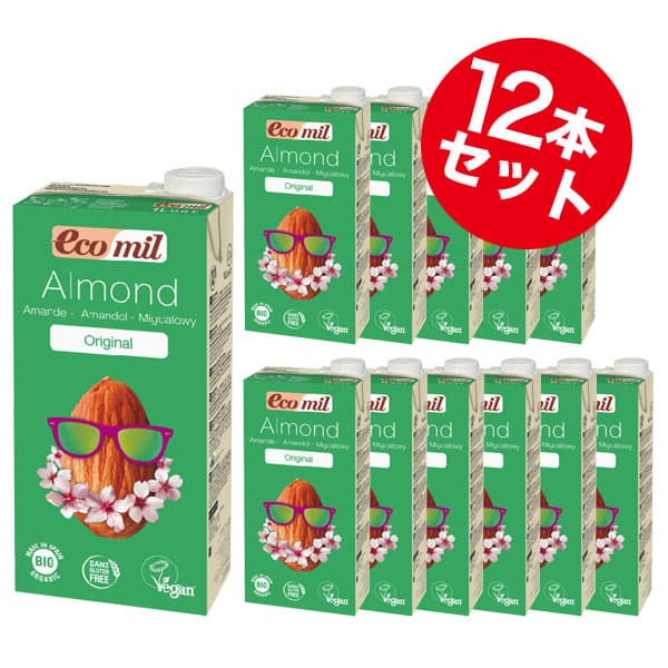 【定期購入】ナッツミルクEcoMil（エコミル）アーモンドミルク（ブリック）1000ml×12本 送料無料