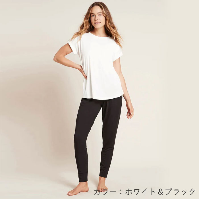 BOODY（ブーディ）ダウンタイムラウンジセット（半袖）ホワイト＆ブラック XS 【セットがお得】｜京都太秦しぜんむら