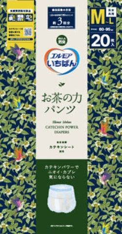 エルモア　いちばん　お茶の力パンツ　Ｍ～Ｌサイズ　２０枚入×４個セット ［大人オムツ　消臭］