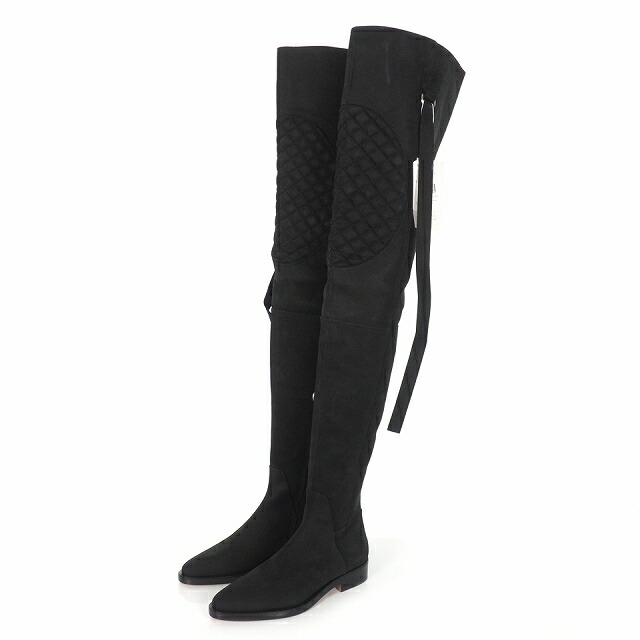 宅配 その他 黒 ブラック 23 5cm 37 キルティング ロングブーツ ニーハイ ヌバック ワックス Margiela Maison メゾンマルジェラ 中古 未使用品 S58ww0042 Vector Refine 1114 古着 ベクトル レディース 国内正規 Lombardionline It