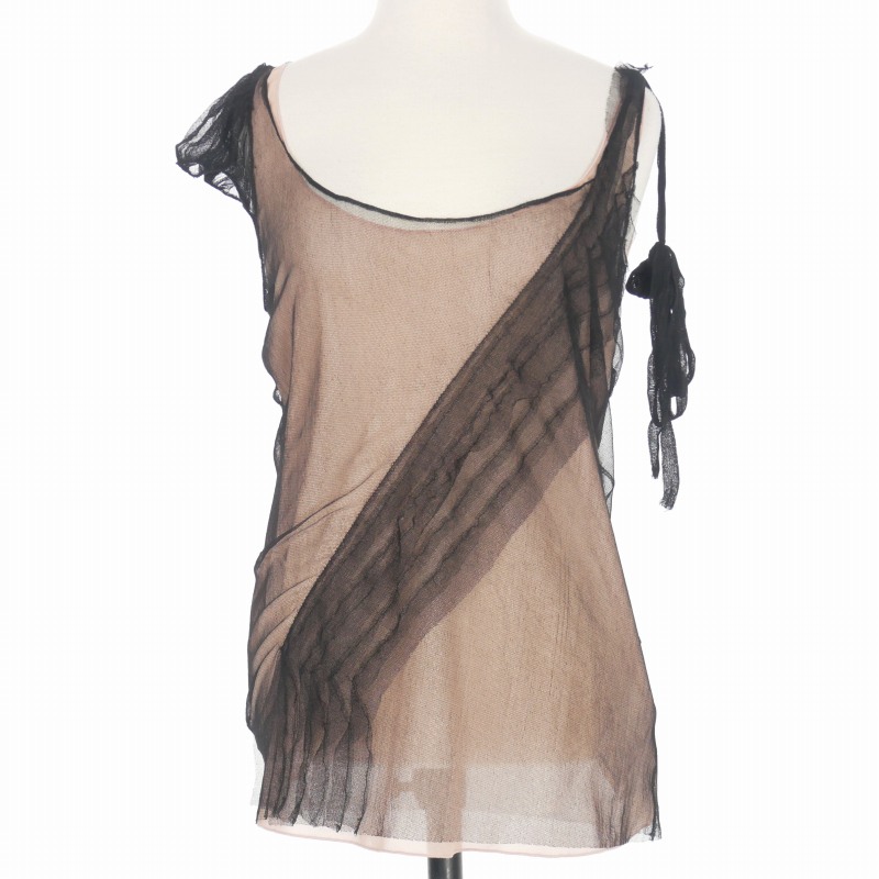 【中古】ディースクエアード DSQUARED2 22SS レイヤード シルクシャツ ブラウス 38 ブラック 黒 S72NC0979 国内正規 レディース 【ベクトル 古着】 240319