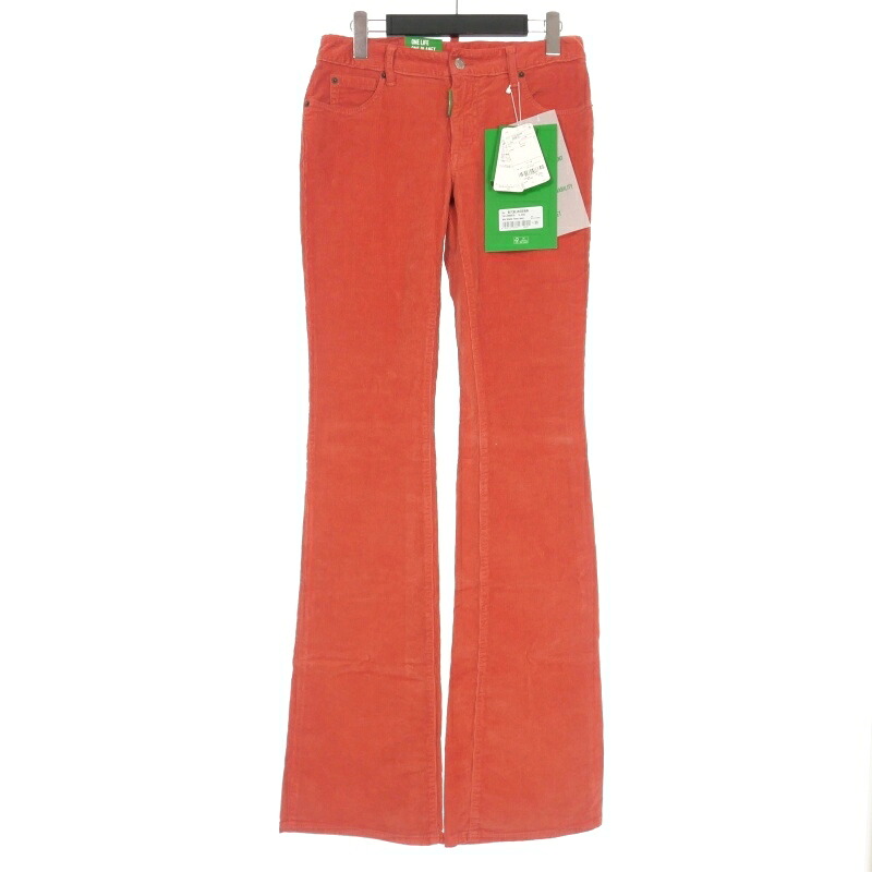 【中古】未使用品 ディースクエアード DSQUARED2 22AW Mid Waist コーデュロイ フレアパンツ 36 赤 レッド S73LA0266 国内正規 レディース 【ベクトル 古着】 240615