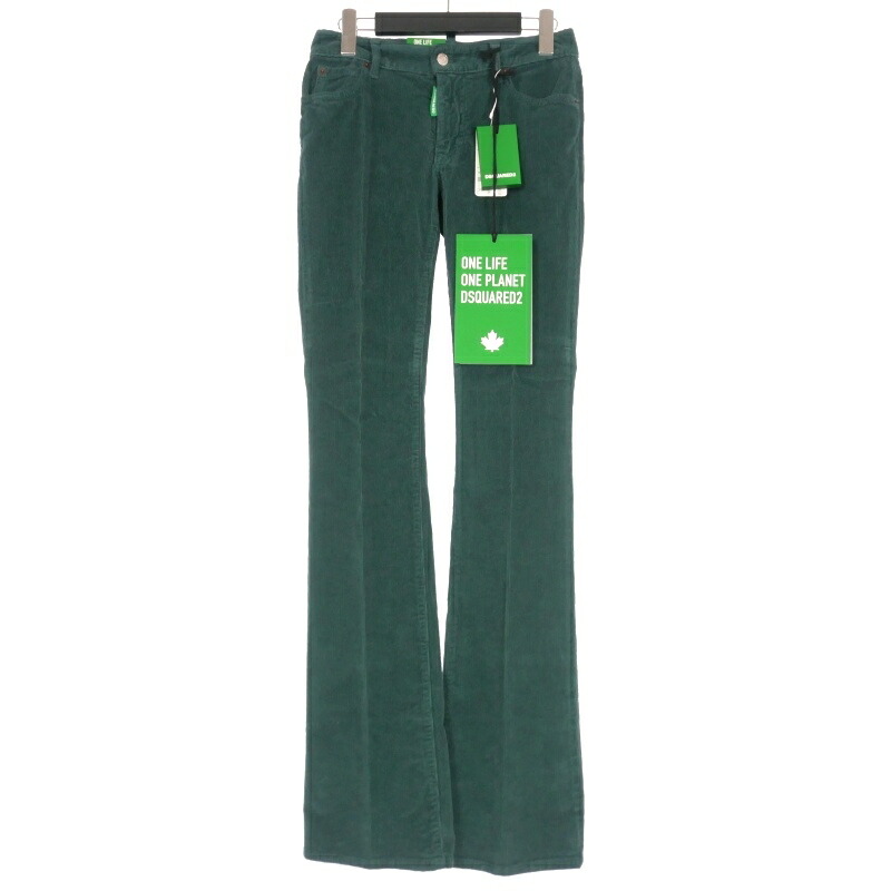 【中古】未使用品 ディースクエアード DSQUARED2 22AW Mid Waist コーデュロイ フレアパンツ 34 グリーン 緑 S73LA0266 国内正規 レディース 【ベクトル 古着】 240615 13,796円