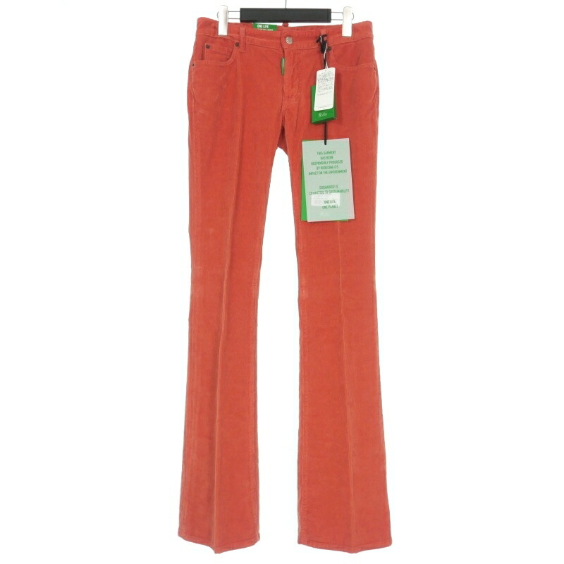 【中古】未使用品 ディースクエアード DSQUARED2 22AW Mid Waist コーデュロイ フレアパンツ 40 赤 レッド S73LA0266 国内正規 レディース 【ベクトル 古着】 240615