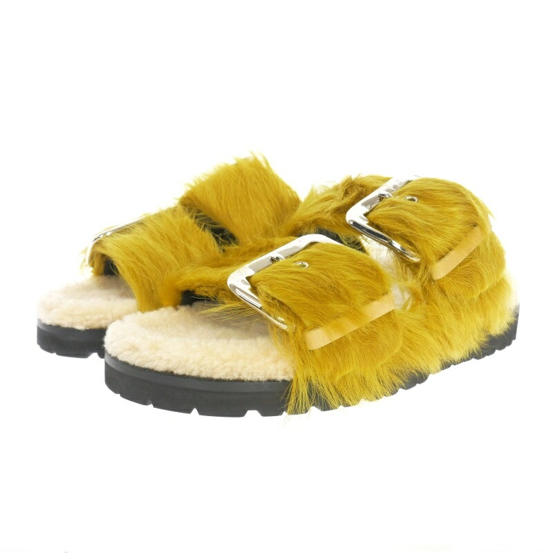 【中古】未使用品 ディースクエアード DSQUARED2 22AW ROCK YOUR ROAD SANDALS レザー フラットサンダル 靴 35 ライム 緑 FSW0050022057198088 国内正規 レディース 【ベクトル 古着】 240715