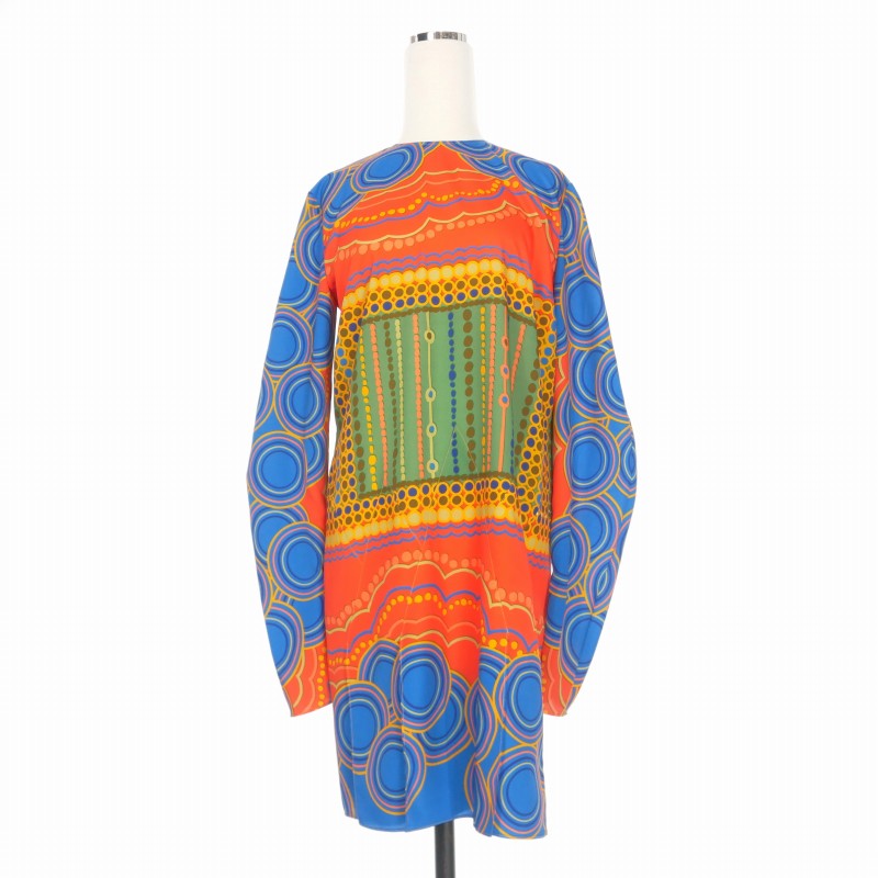 【中古】ディースクエアード DSQUARED2 22AW Boho Art 総柄プリント ワンピース ドレス 長袖 38 マルチカラー S72CV0361 国内正規 レディース 【ベクトル 古着】 240629