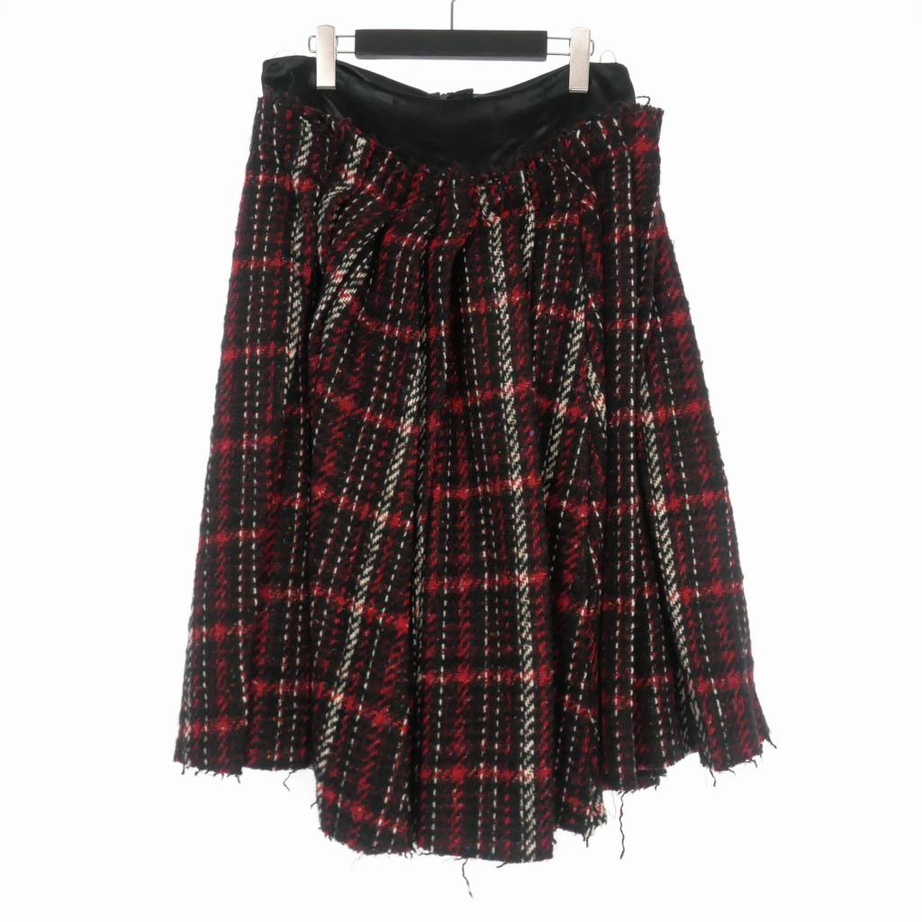 【中古】マルニ MARNI 22AW レイヤード ウール フレアスカート チェック 40 ブラック 黒 レッド 赤 GOMA0473F1 UTW954 CHN99 国内正規 レディース 【ベクトル 古着】 240802|VECTOR×Refine