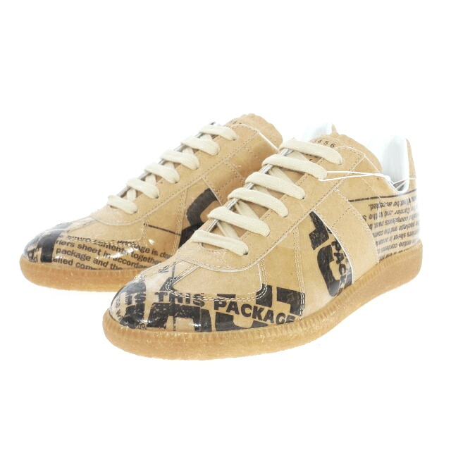 【中古】未使用品 メゾンマルジェラ Maison Margiela REPLICA PRINT ジャーマントレーナー スニーカー 靴 35 茶 ブラウン S58WS0219 国内正規 レディース 【ベクトル 古着】 250330