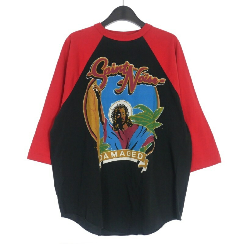 【中古】未当て嵌める品 仙マイケル SAINTMICHAEL × LASTMAN 25SS SS TEE SNT NOIS ラグラン捩りＴシャツ カットソー 七分袖 XL 黒いこと/赤いこと 黒 赤 SM-HR8-0000-C27 メンズ 【ベクター 古着】 260429