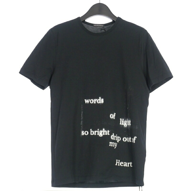 【中古】未使用品 アンドゥムルメステール ANN DEMEULEMEESTER 23AW BAPTIST スタンダード WORDプリントTシャツ カットソー 半袖 XS ブラック 黒 2302-M-JTS02-35-FA041-099 国内正規 メンズ 【ベクトル 古着】 260412