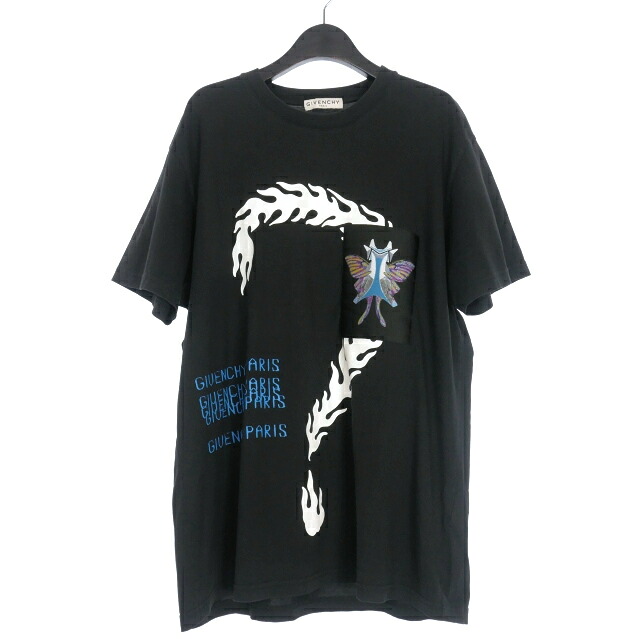【中古】ジバンシィ GIVENCHY オーバーサイズ モチーフパッチ Tシャツ カットソー 半袖 S ブラック 黒 BM70UP3002 国内正規 メンズ 【ベクトル 古着】 250318