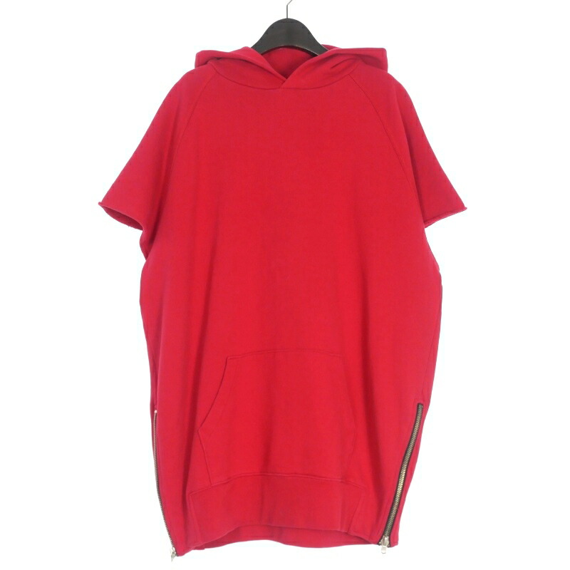 【中古】フィアオブゴッド Fear of God サイドジップ カットオフノースリーブフーディ パーカー XL レッド 赤 メンズ 【ベクトル 古着】 250320