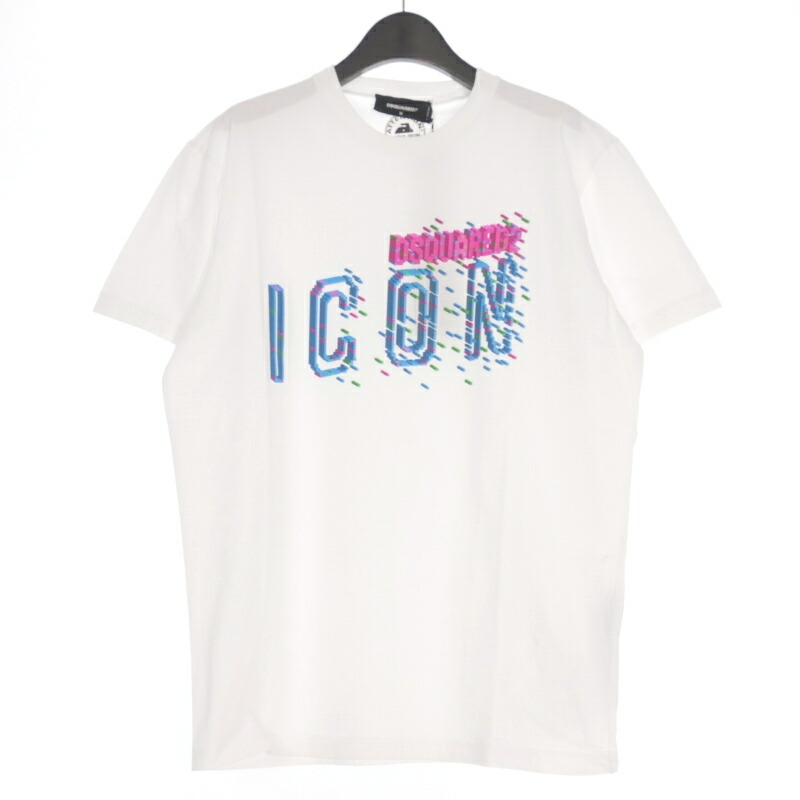 【中古】未当て嵌める品 ディースクエアード DSQUARED2 23AW Pixel ICON T-Shirt プルオーバー カットソー 半袖 M 白いこと 白 S79GC0078 国内置き目 メンズ 【ベクター 古着】 250424