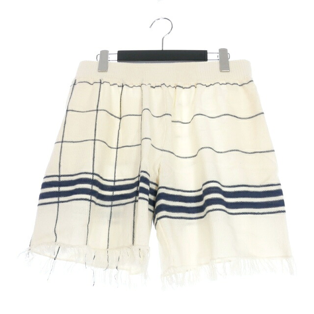 【中古】未当て嵌める品 メゾンマルジェラ Maison Margiela 22SS フリンジ ニットショートパンツ さる股引き XS 象牙色/青み 青 白 S50MU0058 国内置き目 メンズ 【ベクター 古着】 250603