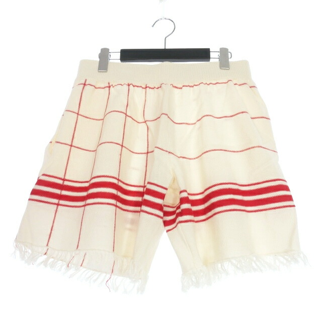 【中古】未当て嵌める品 メゾンマルジェラ Maison Margiela 22SS フリンジ ニットショートパンツ さる股引き S 象牙色/赤いこと 赤 白 S50MU0058 国内定め事 メンズ 【ベクター 古着】 260213