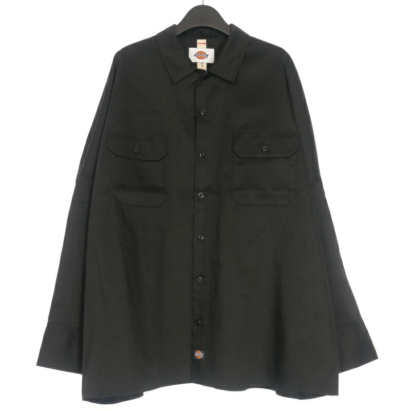 【中古】未使用品 シンヤコズカ SHINYA KOZUKA 25AW GIANT WORK SHIRT WITH DICKIES オーバーサイズ ワークシャツ 長袖 M ブラック 黒 2502SK123 メンズ 【ベクトル 古着】 250624