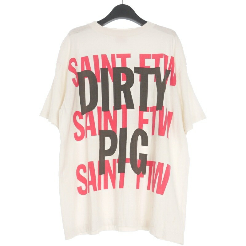 【中古】未使用品 セントマイケル SAINTMICHAEL 25SS DIRTY PIG SS TEE プリントTシャツ カットソー 半袖 M ホワイト 白 SM-HR8-0000-021 メンズ 【ベクトル 古着】 250626
