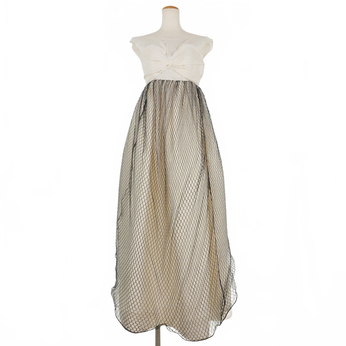 【中古】メゾンマルジェラ Maison Margiela 22SS メッシュチュール エンパイアドレス ロングワンピース 40 白 ホワイト S51CU0295 国内正規 レディース 【ベクトル 古着】 260112